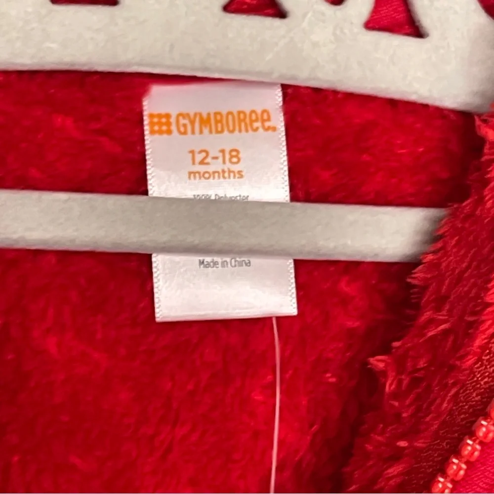 Gymboree Outlet Red Plush Faux Fur Zip Hoodie Jacket 12–18M Cozy Sherpa Coat New